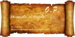 Obagyán Pető névjegykártya